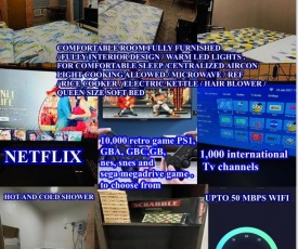Staycation Cozy Comfortable STAY Hotel QualitY fast Internet Worldwide Channel Cable TV Gaming Netflix Sanitize